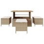 Conjunto de Comedor de Jardín de 4 Piezas con Cojines Beige de Ratán y Acacia by , Garden sets - Ref: Foro24-42007923, Price:...