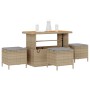 Juego de Comedor de Jardín de 4 Piezas con Cojines Beige Ratán Sintético Acacia | Foro24.es | Tu tienda online para hogar, jardín y más Foro24.es