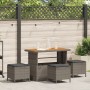 Juego de Comedor de Jardín de 4 Piezas con Cojines Gris de Poliratán y Acacia | Foro24.es | Tu tienda online para hogar, jardín y más Foro24.es