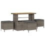 Juego de Comedor de Jardín de 4 Piezas con Cojines Gris de Poliratán y Acacia | Foro24.es | Tu tienda online para hogar, jardín y más Foro24.es