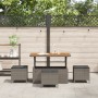 Juego de Comedor de Jardín de 4 Piezas con Cojines Gris de Poliratán y Acacia | Foro24.es | Tu tienda online para hogar, jardín y más Foro24.es