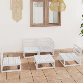 5-teiliges Garten-Lounge-Set aus weißem massivem Kiefernholz von vidaXL, Gartensets - Ref: Foro24-3075385, Preis: 261,65 €, R...
