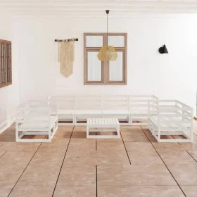 9-piece garden lounge set white solid pine wood by vidaXL, Garden sets - Ref: Foro24-3075465, Price: 512,00 €, Discount: %