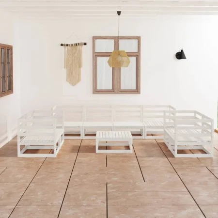 Set de salón de jardín de 9 pzas blanco madera maciza de pino de vidaXL, Conjuntos de jardín - Ref: Foro24-3075465, Precio: 5...