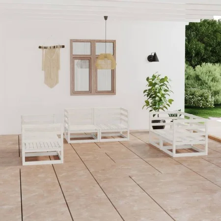 6-teiliges Garten-Lounge-Set aus weißem massivem Kiefernholz von vidaXL, Gartensets - Ref: Foro24-3075440, Preis: 378,56 €, R...
