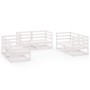 6-teiliges Garten-Lounge-Set aus weißem massivem Kiefernholz von vidaXL, Gartensets - Ref: Foro24-3075440, Preis: 383,47 €, R...