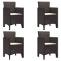 Silla de Jardín Set de 4 Marrón con cojín crema