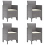 Silla de jardín Conjunto de 4 Gris claro con cojines de crema by , Garden chairs - Ref: Foro24-847487, Price: 153,04 €, Disco...
