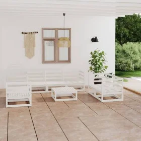 Set de salón de jardín de 8 piezas blanco madera maciza de pino by vidaXL, Garden sets - Ref: Foro24-3075455, Price: 460,15 €...