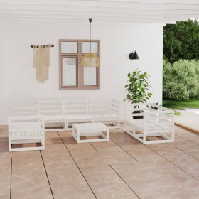 Set de salón de jardín de 8 piezas blanco madera maciza de pino by vidaXL, Garden sets - Ref: Foro24-3075455, Price: 466,00 €...