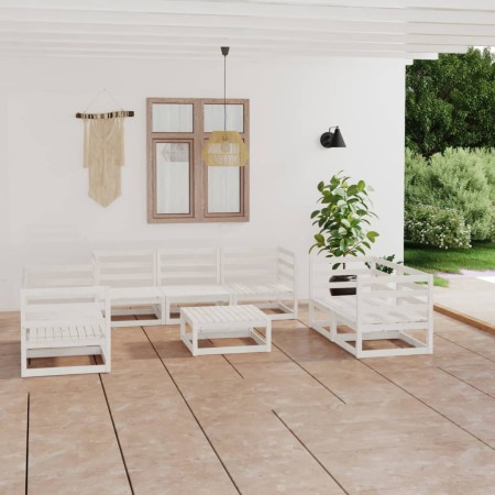 Set de salón de jardín de 8 piezas blanco madera maciza de pino by vidaXL, Garden sets - Ref: Foro24-3075455, Price: 466,59 €...