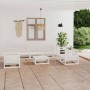 Set de salón de jardín de 8 piezas blanco madera maciza de pino by vidaXL, Garden sets - Ref: Foro24-3075455, Price: 466,59 €...