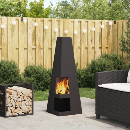 Hoguera con Almacenamiento para Troncos Negro 35x35x100 cm Acero de , Chimeneas - Ref: Foro24-858946, Precio: 97,79 €, Descue...