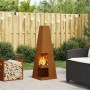 fogata con almacenamiento para troncos 35x35x100 cm de acero envejecido de , Chimeneas - Ref: Foro24-858947, Precio: 84,71 €,...