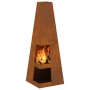 fogata con almacenamiento para troncos 35x35x100 cm de acero envejecido de , Chimeneas - Ref: Foro24-858947, Precio: 84,71 €,...