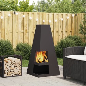 Hoguera con Almacenamiento para Troncos Negra 50x50x100 cm Acero by , Chimneys - Ref: Foro24-858948, Price: 124,85 €, Discoun...