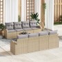 Conjunto de sofá de jardín 7 pcs Beige 55 x 55 x 37 cm