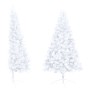 Medio árbol Navidad artificial LED y soporte PVC blanco 240 cm