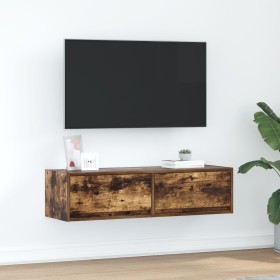 Cabinet de TV de roble ahumado 100x31x25,5 cm de