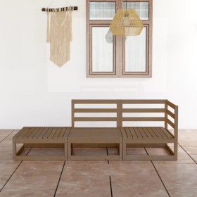 Muebles de jardín 3 piezas marrón miel madera maciza de pino de vidaXL, Conjuntos de jardín - Ref: Foro24-3075472, Precio: 20...