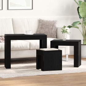Mesas de café apilables de 3 piezas en madera de roble negro by , Coffee table - Ref: Foro24-862070, Price: 69,32 €, Discount: %