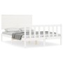 White solid wood bed frame with headboard 140x190 cm by vidaXL, Beds and slatted bases - Ref: Foro24-3193382, Price: 154,41 €...