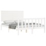 White solid wood bed frame with headboard 140x190 cm by vidaXL, Beds and slatted bases - Ref: Foro24-3193382, Price: 154,41 €...