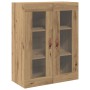 Armario de Pared con Puertas de Cristal Roble Artesano 69,5x34x90 cm de , Aparadores - Ref: Foro24-862160, Precio: 92,31 €, D...
