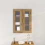 Armario de pared con puertas de vidrio en roble artesano 69,5x34x90 cm de , Aparadores - Ref: Foro24-862166, Precio: 93,86 €,...