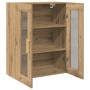 Armario de pared con puertas de vidrio en roble artesano 69,5x34x90 cm de , Aparadores - Ref: Foro24-862166, Precio: 93,86 €,...