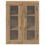Armario de pared con puertas de vidrio en roble artesano 69,5x34x90 cm de , Aparadores - Ref: Foro24-862166, Precio: 93,86 €,...
