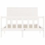 Weißer Massivholzbettrahmen mit Kopfteil 140x190 cm von vidaXL, Betten und Lattenroste - Ref: Foro24-3193382, Preis: 154,41 €...