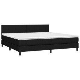Cama box spring con colchón LED tela negro 200x200 cm Cama box spring con colchón LED tela negro 200x200 cm