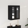Gabinete Montado en la Pared con Puertas de Vidrio Roble Negro 69.5x34x90 cm de , Aparadores - Ref: Foro24-862170, Precio: 96...
