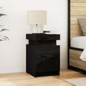 Cabinet de Noche con Luces LED Negro Roble 35x39x55 cm by , Nightstands - Ref: Foro24-862178, Price: 78,90 €, Discount: %