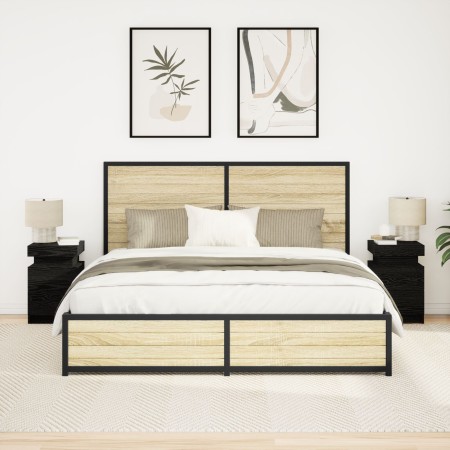 Cabinet de Noche con Luces LED 2 pcs Negro Roble 35x39x55 cm de , Mesitas de noche - Ref: Foro24-862179, Precio: 142,48 €, De...