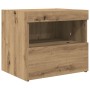 Mesa de Noche con Luces LED en Roble Artesanal 50x40x45 cm de , Mesitas de noche - Ref: Foro24-862182, Precio: 68,38 €, Descu...