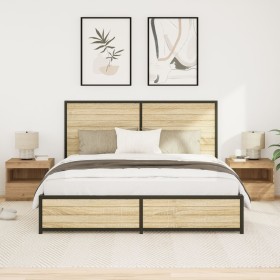 Cajones de Noche con Luces LED 2 pcs Roble Artesanal 50x40x45 cm by , Nightstands - Ref: Foro24-862183, Price: 119,55 €, Disc...