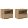 Cajones de Noche con Luces LED 2 pcs Roble Artesanal 50x40x45 cm de , Mesitas de noche - Ref: Foro24-862183, Precio: 122,03 €...