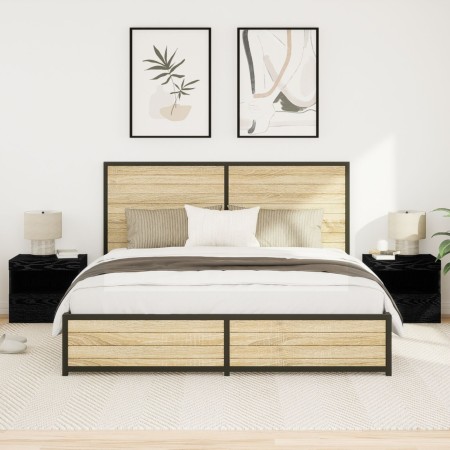 Cajones de Noche con Luces LED 2 pcs Negro Roble 50x40x45 cm de , Mesitas de noche - Ref: Foro24-862185, Precio: 125,82 €, De...