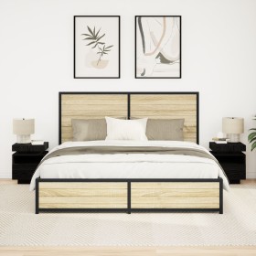 Gabinete de Noche con Luces LED 2 pcs Negro Roble 40x39x48.5 cm by , Nightstands - Ref: Foro24-862187, Price: 135,01 €, Disco...