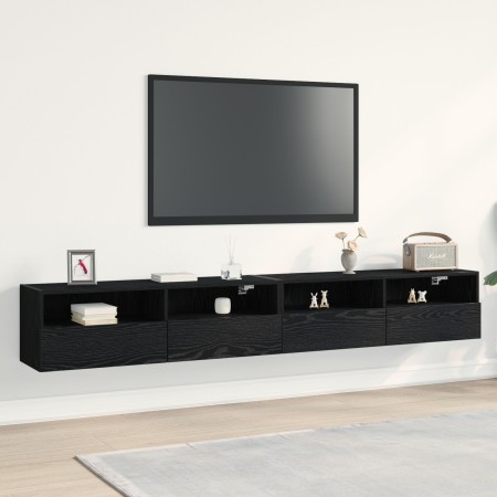 Gabinetes de Pared para TV 2 pcs Negro Roble 100x30x30 cm Madera Elaborada von , TV-Möbel - Ref: Foro24-862193, Preis: 105,69...