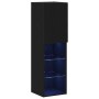 Cabinet de TV LED  Negro Roble 30,5x30x102 cm Madera elaborada | Foro24.es | Tu tienda online para hogar, jardín y más Foro24.es