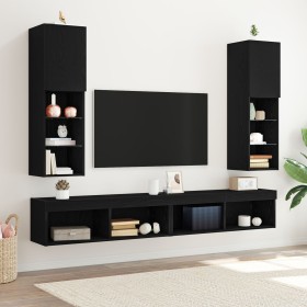 Gabinete de TV LED 2 pcs Negro Roble 30,5x30x102