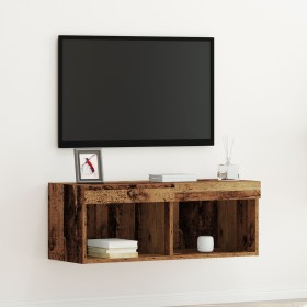 Mueble de pared para TV con luces LED de madera envejecida 80x30x30 cm by , TV Furniture - Ref: Foro24-862200, Price: 46,69 €...