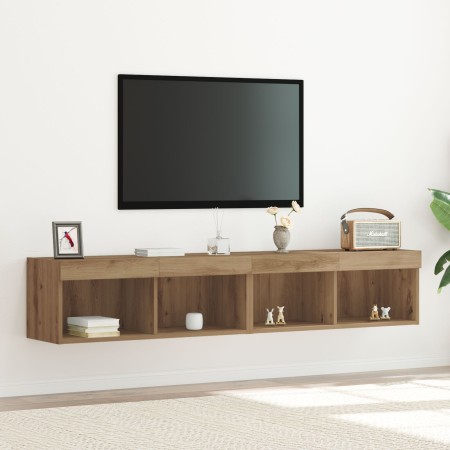 Gabinetes para TV de con luces LED 2 piezas en roble artesanal 80x30x30 cm von , TV-Möbel - Ref: Foro24-862203, Preis: 72,35 ...