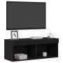 Mueble de TV de pared con luces LED Roble negro 80x30x30 cm | Foro24.es | Tu tienda online para hogar, jardín y más Foro24.es