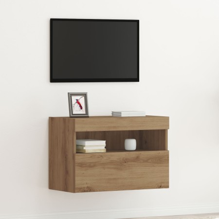 módulo de TV con luces LED Roble Artesano 60x30x40 cm by , TV Furniture - Ref: Foro24-862208, Price: 54,47 €, Discount: %