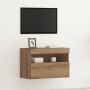 módulo de TV con luces LED Roble Artesano 60x30x40 cm by , TV Furniture - Ref: Foro24-862208, Price: 54,47 €, Discount: %