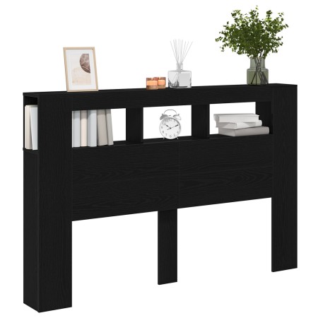 Cabecero LED Negro Roble 160x18,5x45 cm Madera elaborada von , Kopf- und Fußteile - Ref: Foro24-862213, Preis: 102,58 €, Raba...